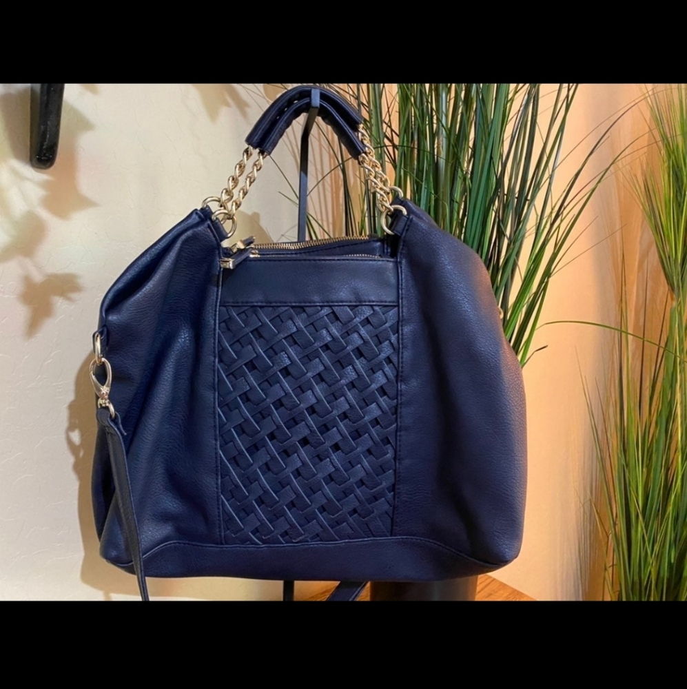 Big Buddha Navy Weave Pattern Handbag